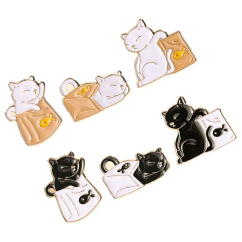 TOVINANNA 6 Stück Teiliges Katzenbroschen Niedliche Anstecknadeln Legierung Kreative Broschen für Kleidung für Frauen Geschenkideen für Besondere Anlässe von TOVINANNA
