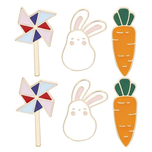 TOVINANNA 6 Stück Teiliges Kleine Kaninchen Karotten Broschen Pins Leichte Kleidung Schmuck Dekoration für Jacken Schals Hüte Taschen Vielseitig Tragbar von TOVINANNA