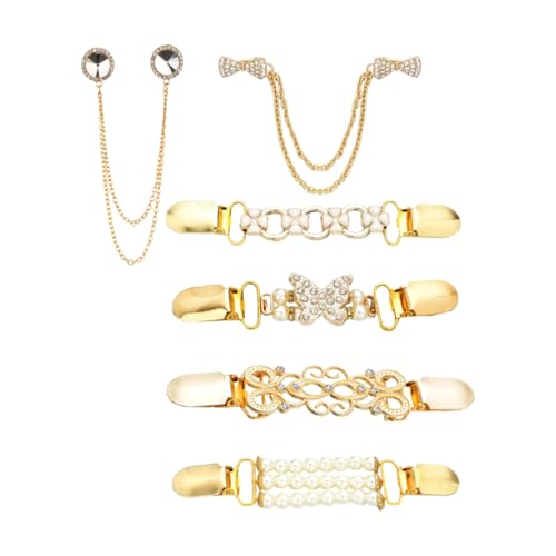 TOVINANNA 6 Stück Teiliges Set Damen Pullover Clip Goldfarbene Schal Clips Kleidungsaccessoires für Strickjacken Pullover Schals und von TOVINANNA