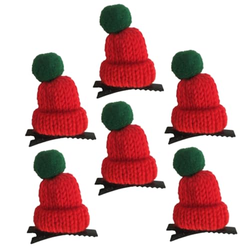 TOVINANNA 6 Stück Teiliges Set Weihnachts Haarspangen aus Wollgarn Festliche Haarclips in Rot und Grün Weihnachtliche Haarschmuck für Mädchen Dekorative Haarklammern mit Klassischem von TOVINANNA
