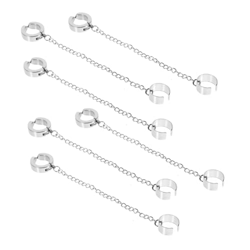 TOVINANNA 6 Stück Teiliges Titanstahl Ear Cuff Ohrschmuck mit Kette Langlebig Rostfrei Leicht Modisch Silberfarben Verstellbar für Damen und Mädchen Trendiger Ohrclip ohne Ohrloch von TOVINANNA