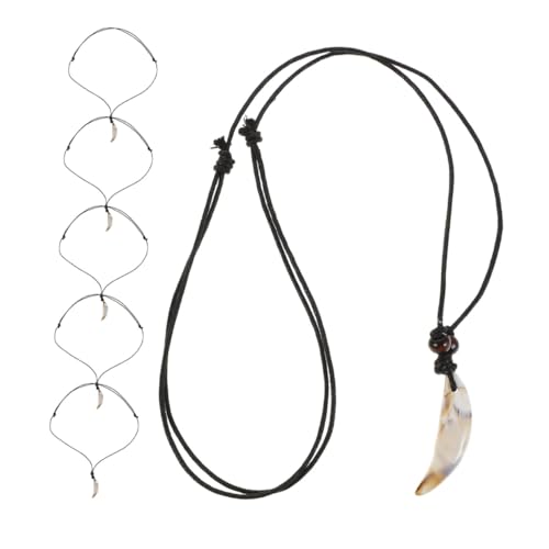 TOVINANNA 6 Stück Teiliges Unisex Halsketten mit Kunststoff Zahn anhänger Leichtes Schmuck Muscheloptik Realistisches Design für Partys Konzerte und Lässige Outfits von TOVINANNA