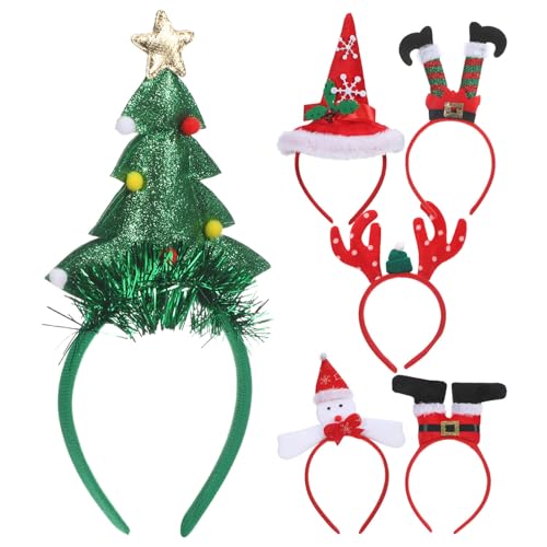 TOVINANNA 6 Stück Teiliges Weihnachts Haarreif Vielseitige Designs mit Rentiergeweih und Weihnachtsbaum Leichte Bequeme Festtags Accessoires für Frauen und Geeignet für Weihnachtsfeiern und von TOVINANNA