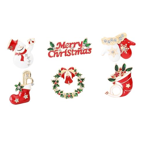 TOVINANNA 6 Stück Teiliges Weihnachtsbroschen mit Festlichen Motiven Bunte Anstecknadeln für Kleidung und Accessoires Vielseitige Weihnachtsdeko für Pullover Hüte Schals und Taschen von TOVINANNA