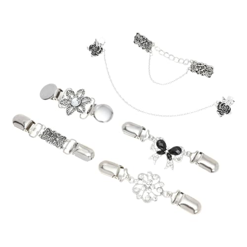TOVINANNA 6 Stück Vintage Teiliges Set Pullover Clips für Frauen Retro Cardigan Verschlüsse Brosche für Schal Kleid Handtasche und von TOVINANNA
