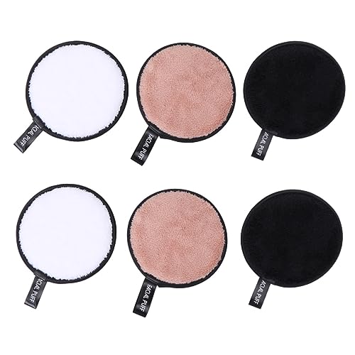TOVINANNA 6 Stück Waschbare Doppel Seiten Makeup Entferner Pads aus Faser für Sanfte Gesichtsreinigung Wiederverwendbare Puderquasten für Damen und Mädchen Gemischte Stile von TOVINANNA