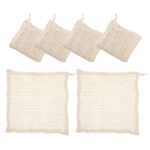 TOVINANNA 6St Handtuchset aus Leinen Reinigung Spa Nachfüllung trockene Körperbürste Schwimmbad exfoliating towel hand towel Badewäscher Körperpeelingtücher Bettwäsche aus Baumwolle Beige von TOVINANNA