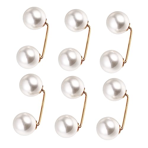 TOVINANNA 6 Stücke Kunstperlen Brosche Damen Schalnadel Rockknöpfe Sicherheitsnadeln für Kleidung Hochzeits und Party Accessoires Dekorative Broschennadeln für Hosen und Röcke von TOVINANNA