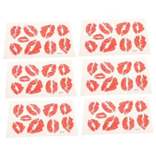 TOVINANNA 6stücke Aufkleber Lippen Muster Wasserfeste Temporäre Körperdekorationsaufkleber Aufkleber Für Gesicht Brust Hals Rücken Beine von TOVINANNA