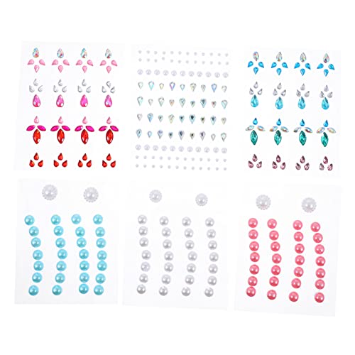 TOVINANNA 6blätter Augenbrauen Edelstein Aufkleber Selbstklebende Gesichtsjewelen Für Partys Festivals Und Makeup-dekorationen Designs von TOVINANNA