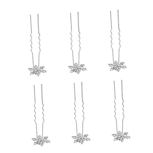 TOVINANNA 6 Stück Mit Strass Verzierte U-förmige Haarspangen Für Damen Schneeflocken-design Modisches Haar-accessoire TOVINANNA 6 Stück Mit Strass Verzierte U-förmige Haarspangen Für Damen Schneeflocken-design Modisches Haar-accessoire von TOVINANNA