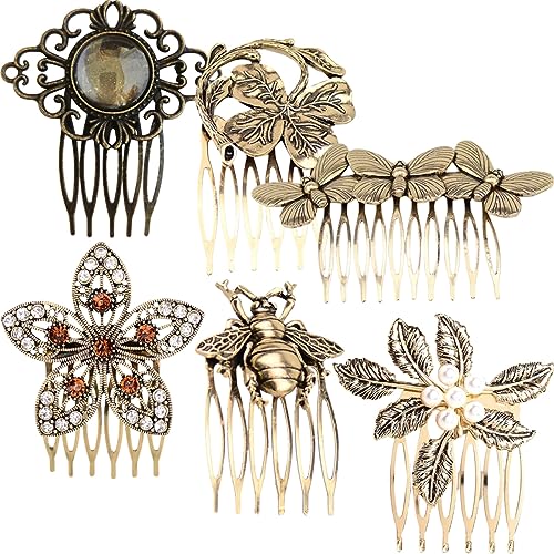 TOVINANNA 6stücke Haarkamm Haarschmuck Vintage Für Frauen Metall Haarteil Zur Hochzeit Haarspangen Dekorativer Kopfschmuck Retro Seitenkämme Zubehör Für Mädchen Teenager von TOVINANNA