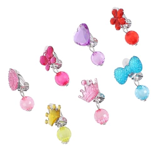 TOVINANNA 7 Paare Clip Ohrringe für Mädchen Bunte Ohrclips Ohrlöcher Süßes Design Perfektes Accessoire zur Verschönerung für Aufbewahrungsbox von TOVINANNA