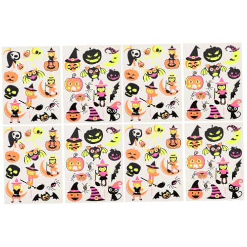 TOVINANNA 8 Halloween-Gesichts aufkleber temporäre tattoos halloween halloweenschminke Halloween-Körperaufkleber Halloween-Dekor aufkleber kinder Selbstklebender Aufkleber Tier von TOVINANNA