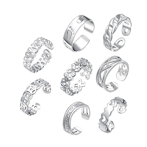TOVINANNA 8stücke Silber Zehenring Damen Knöchelring Schmuck Offener Zehenring Fußschmuck Für Partys Geburtstage Und Tägliche Dekoration von TOVINANNA