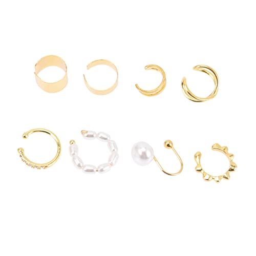 TOVINANNA 8 Stück Teiliges Set Damen Ohrmanschetten und Fake Nasenringe Minimalistische Modeschmuck für Verschiedene Anlässe Schmerzfreies Tragen für und Partys von TOVINANNA