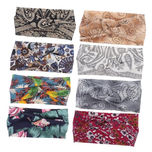 TOVINANNA 8 Stück Teiliges Set Rutschfester Yogastirnbänder Atmungsaktive Elastische Schweißbänder für Damen und Herren für Sport und Fitnessaktivitäten von TOVINANNA