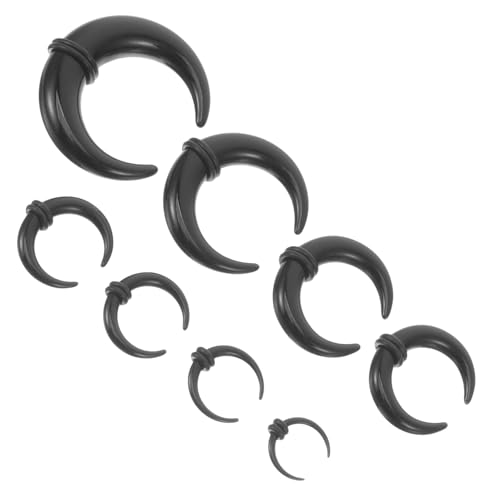 TOVINANNA 8Stücke Teiliges Schwarzem Ohrdehner für Stylische Ohrmuscheln U Förmige Kegelohren Geeignet für Erweiterung Wahl für Täglichen Schmuck von TOVINANNA