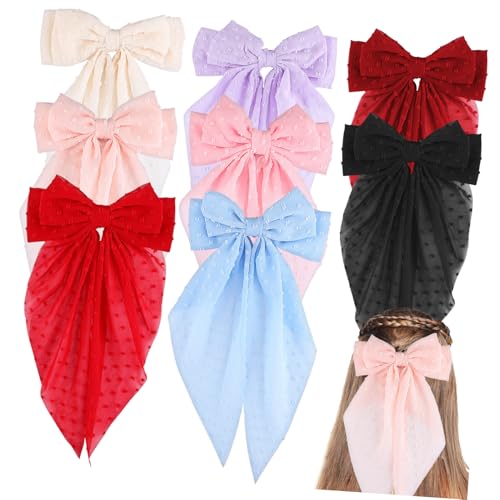 TOVINANNA 8stücke Große Haarschleifen Für Frauen Mädchen Schleifenclips Haarspangen Langem Für Glattes Und Lockiges Haar von TOVINANNA