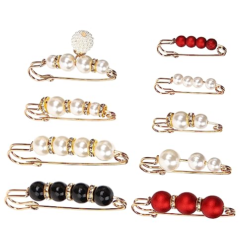 TOVINANNA 9Stücke Teiliges Perlen Cardigan Clip für Frauen Schalverschluss Brosche Pin Stilvolle Kleidung Clip für Pullover Schals Leicht Tragbar für Verschiedene Outfits von TOVINANNA