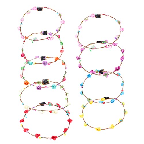 TOVINANNA 9stücke Leuchtende Blumenkranz Stirnbänder Für Party Hochzeit Weihnachten Und Geburtstage Gemischte Farben Süßes Und Elegantes Stirnband Für Frauen Und Mädchen von TOVINANNA