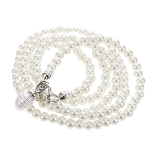 TOVINANNA Abnehmbare Crossbody Kette für Frauen Diebstahlschutz Stilvoller Handyhalter Weiß mit Imitationsperlen und Metallketten für Alltag und Reisen von TOVINANNA