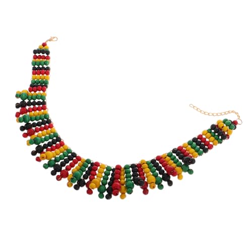 TOVINANNA Afrikanische Holzperlenkette Mehrlagig Handgefertigt Bunte Ethno designs Farbenfroher Choker Damen Modische Ketten mit Einzigartigen Mustern für Stilvolle Outfits von TOVINANNA