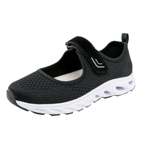 TOVINANNA Atmungsaktive Damen Mesh Schuhe mit Rutschfester Sohle Elastisch und Leicht für Tägliche Übungen und Reisen Bequemes Fußschutz Design Schwarzes Modell von TOVINANNA