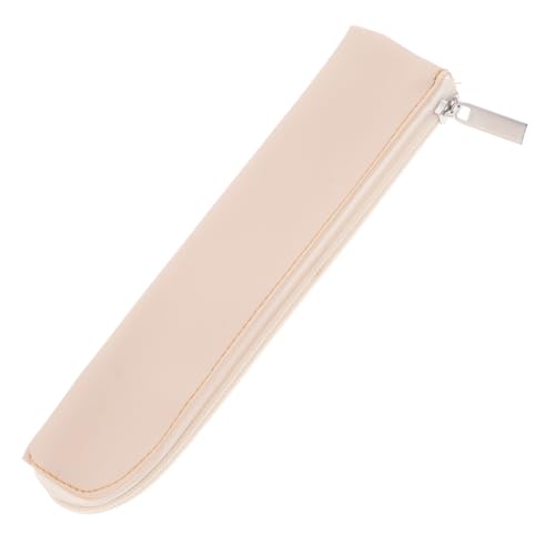 TOVINANNA -Aufbewahrungstasche Federmäppchen Schreibwarentasche Kleine Stifttasche Einzelne Federtasche Etui Bleistiftbeutel-ästhetik Beutel Für Die Handtasche Pu-Leder Beige von TOVINANNA