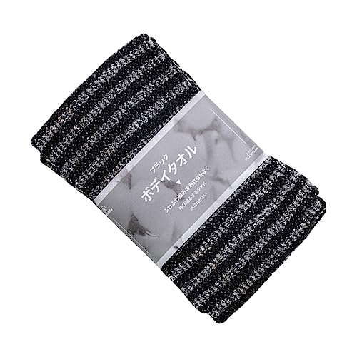 TOVINANNA Badetuch Mit Schrubbfunktion Rückenwäscher Aus Badeschrubbertuch Körperschrubber Badewerkzeug Schwarz von TOVINANNA