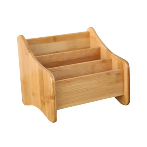 TOVINANNA Bambus Fernbedienungs Organizer Box mit Fächern Multifunktionale Aufbewahrungsbox für Büro und Zuhause zur Ordnung von Kosmetik Stiften und Kleinigkeiten Mittelgroß von TOVINANNA