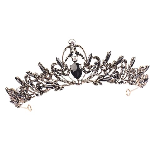 TOVINANNA Barockstil Braut Tiara mit Schwarzen Strasssteinen Stirnband für Frauen Langlebiges Leichtes Haarschmuck Accessoire für Hochzeit Geburtstag und Festliche Anlässe von TOVINANNA