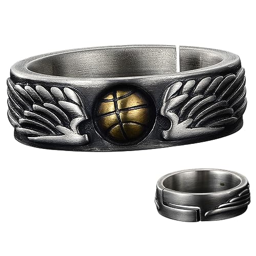 TOVINANNA Basketball-charm- Ringe Finger Männlicher Schmuckring Ringe Für Teenager Halsketten-dekorring Kreativer Männerring Männlicher Retro- Mann Modering Metall von TOVINANNA