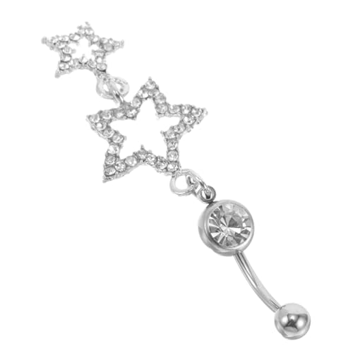 TOVINANNA Bauchnabelpiercing Ring mit Funkelnden Strasssteinen Stern Anhänger aus Hautfreundlichem Komfortabel und Sicher für Damen und Mädchen Eleganter Körperschmuck für Langanhaltendes von TOVINANNA