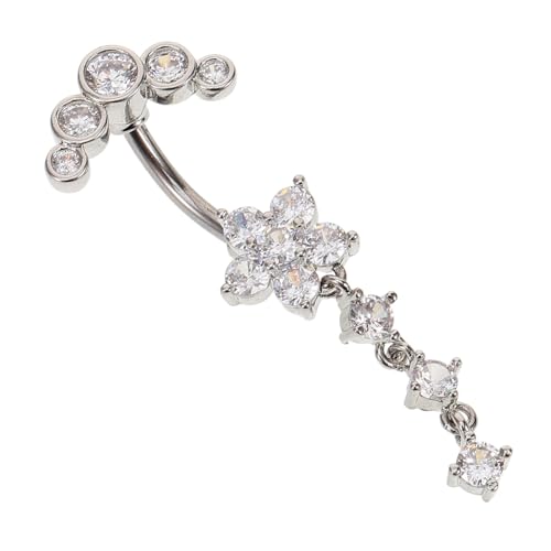TOVINANNA Bauchnabelring Aus Edelstahl Mit Blumen-design Nabelpiercing Für Damen Glatte Kanten Körperschmuck Für Bauchnabelpiercings Modisches Schmuck-accessoire von TOVINANNA