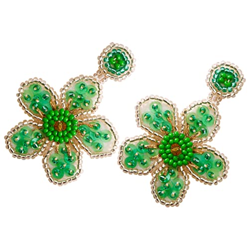 TOVINANNA Bead Flower Dangle Earrings für Damen Exklusive Handgefertigte Vintage Ohrstecker mit Auffälligem Design für Besondere Anlässe oder Alltag Elegantem Grün von TOVINANNA
