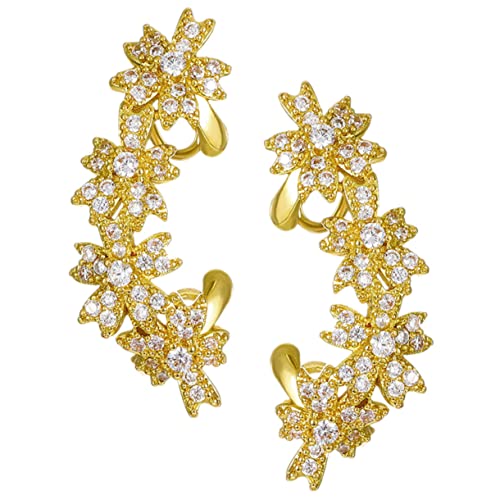 TOVINANNA Blumen Ohr für Damen Gold Nicht Piercing Ohrclips Stilvolle Ohrschmuck für Partys Hochzeiten Cosplay und Besondere Anlässe von TOVINANNA