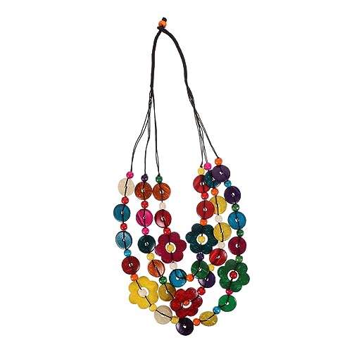 TOVINANNA Böhmische Mehrlagige Kette Aus Kokosnuss Mit Blumenanhänger Vintage Schmuck Für Frauen Geschenkidee Für Geburtstage Und Feiertage Vielseitig Für Alltag Partys Und Strand von TOVINANNA
