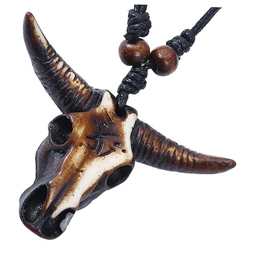 TOVINANNA Bohemian Ethno Halskette Resin mit Buntem Ochsenkopf Anhänger Stilvolles Schmuckstück für Partys und Besondere Anlässe als für Freunde und Familie von TOVINANNA