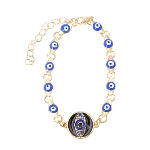 TOVINANNA Boho Armband Damen Vergoldet mit Blauem und Schwarzem Auge Ethnischer Stil Handkette Schmuck Verstellbare Wrist Chain Zufälliges Design Modisches für Frauen und Mädchen von TOVINANNA