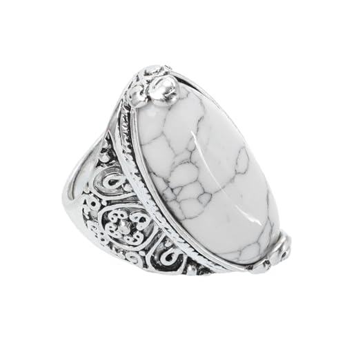 TOVINANNA Boho Damen Ring Vintage Stil Retro Türkis Schmuck Eleganter Geschnitzter Modeschmuck für Party Geschenk von TOVINANNA