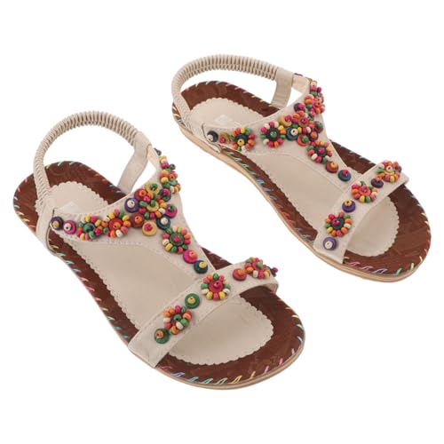 TOVINANNA Strandsandalen Für Damen Flache Sommersandalen Im Boho-stil Atmungsaktiv Und Komfortabel Rutschfeste Sohle Für Sicheres Gehen Für Sommerausflüge Und Strandurlaub von TOVINANNA