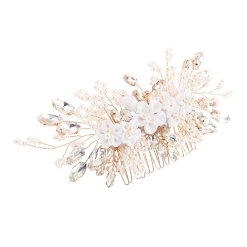 TOVINANNA Braut Haarschmuck mit Blumen und Imitationsperlen Eleganter Haarkamm für Hochzeiten Vintage Inspiriertes Haaraccessoire und Perlenschmuck für Frauen und Mädchen von TOVINANNA