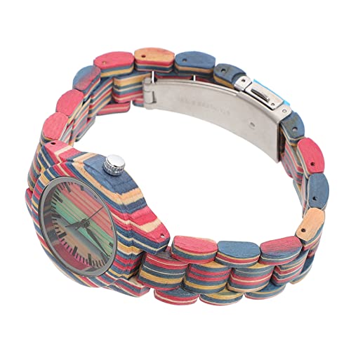 TOVINANNA Bunte Bambusholz Damenarmbanduhr Vintage Stil Uhr für Freizeit und Partys Frei Präzise Zeitmessung Langlebig und Vielseitig von TOVINANNA