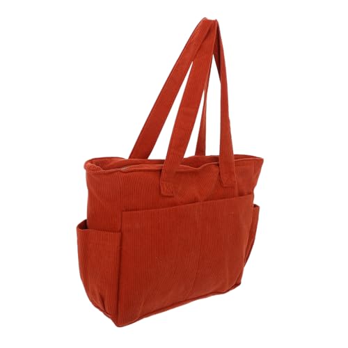 TOVINANNA Canvas Tasche Damen Retro Stil Große Kapazität Schultertasche aus Robustem Canvas für Alltag Arbeit Reise Unisex Orange mit Minimalistischem Japanischem Design und Verstärkter von TOVINANNA