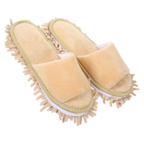TOVINANNA Chenille Bodenslipper mit Zehenöffnung Rutschfest und Strapazierfähig Praktische Winter Haushalts-mopp-schuhe Bequeme Reinigungsslippers für Damen und Herren Staubbindende von TOVINANNA