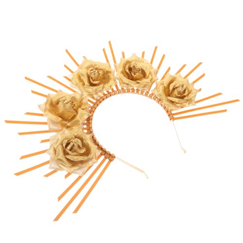 TOVINANNA Cosplay Göttin Stirnband mit Goldenem Blumenornament Leichtes Party Haarband für Damen Modisches Haaraccessoire für Halloween und Themenpartys von TOVINANNA
