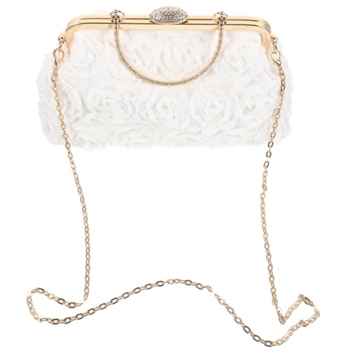 TOVINANNA Damen Clutch Tasche mit Kettenriemen Stilvolle Abendtasche im Blumen Design für Hochzeit Prom und Partys Praktische Umhängetasche für Kleine Gegenstände Weiß TOVINANNA Damen Clutch Tasche mit Kettenriemen Stilvolle Abendtasche im Blumen Design für Hochzeit Prom und Partys Praktische Umhängetasche für Kleine Gegenstände Weiß von TOVINANNA