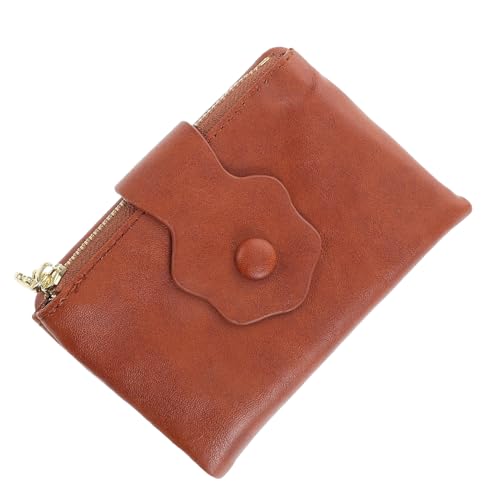 TOVINANNA Damen Geldbörse mit Reißverschluss Elegantes Dreifach Gefaltetes Kartenetui im Vintage Blumenmuster Vielseitiger Kartenhalter für Münzen und Karten Praktische Handtasche Braun von TOVINANNA