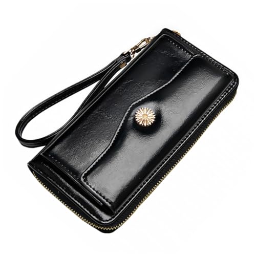 TOVINANNA Damen Großes Echtleder Change Purse Handgelenktasche Multifunktional Langlebig mit Reißverschluss für Kosmetik Handy Kartenetui Stilvolle Clutch für Alltag Reise Business von TOVINANNA